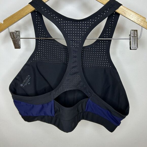 ATHLETA‎ Bonaire Bikini Top Laser Cut Sports Bra Seamless Black Wirefree Sz M - Picture 5 of 9